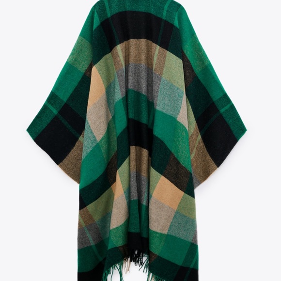 Zara Plaid Cape - Picture 4 of 7